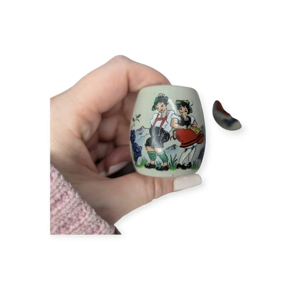 Vintage Set of 6 Miniature Beer Steins Mugs West Germany Ceramic Shot Glasses